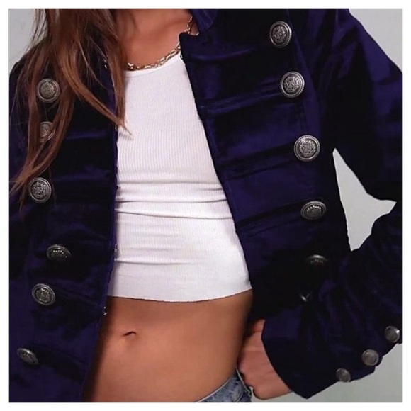 Free People Navy Blazer with Silver Buttons - Picture 4 of 11